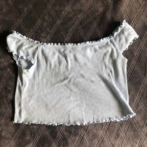 light blue off the shoulder crop top
